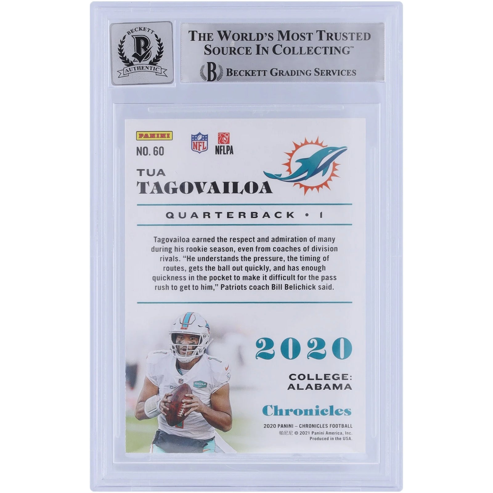 Tua Tagovailoa Signed 2020 Panini Chronicles Green #60 Rookie Card | Beckett 10