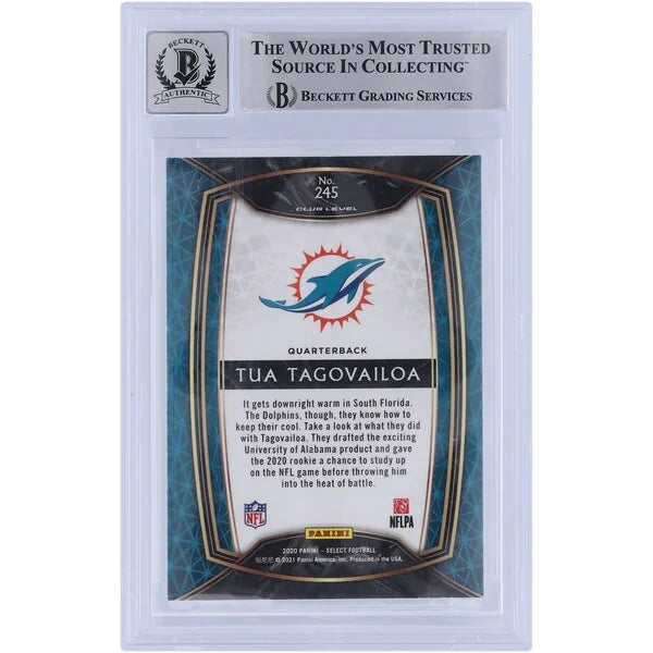 Tua Tagovailoa Signed 2020 Panini Select Club Level #245 Rookie Card | Beckett 10