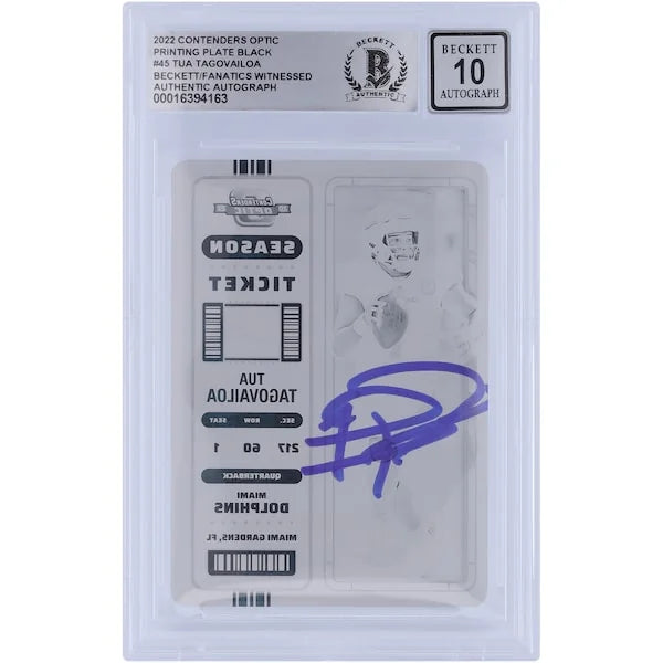 Tua Tagovailoa Signed 2022 Panini Contenders Optic Black Printing Plate #45 | 1/1