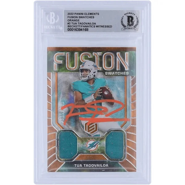 Tua Tagovailoa Signed 2022 Panini Elements Fusion Swatches Relic Card | #/199 Beckett 10