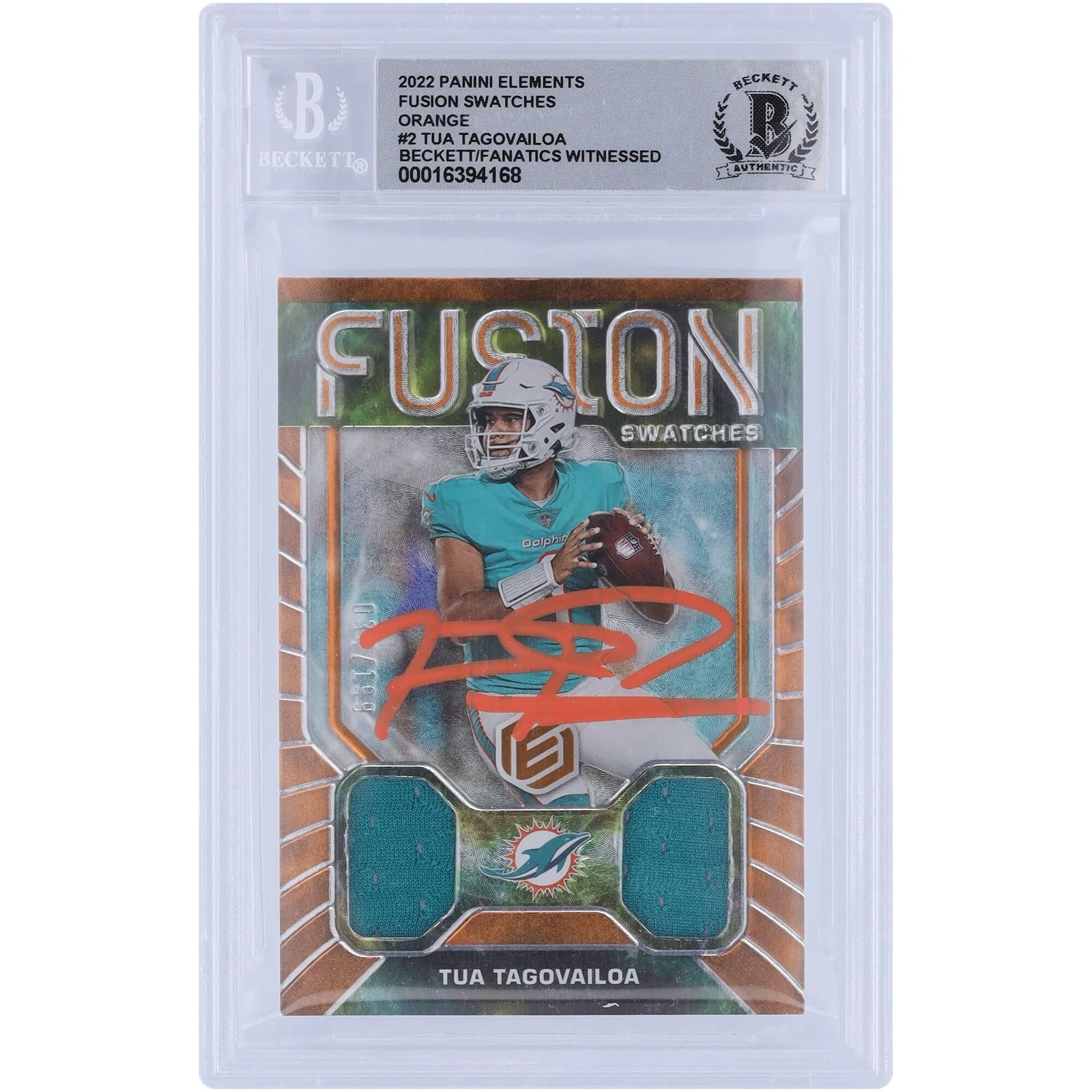 Tua Tagovailoa Signed 2022 Panini Elements Fusion Swatches Relic Card | #/199 Beckett 10