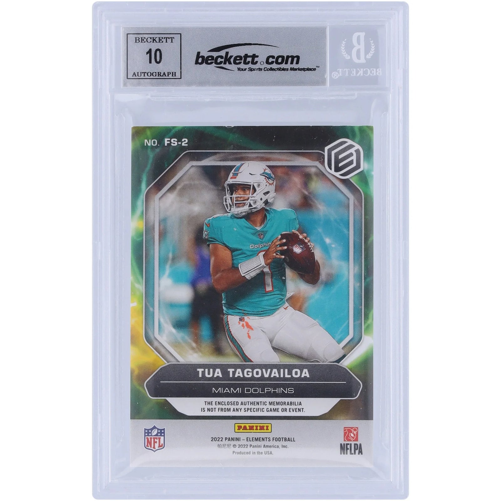 Tua Tagovailoa Signed 2022 Panini Elements Fusion Swatches Relic Card | #/199 Beckett 10