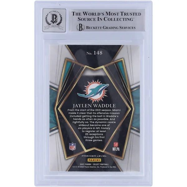 Jaylen Waddle Signed 2021 Panini Select Premier Level #148 Rookie Card | Beckett 10