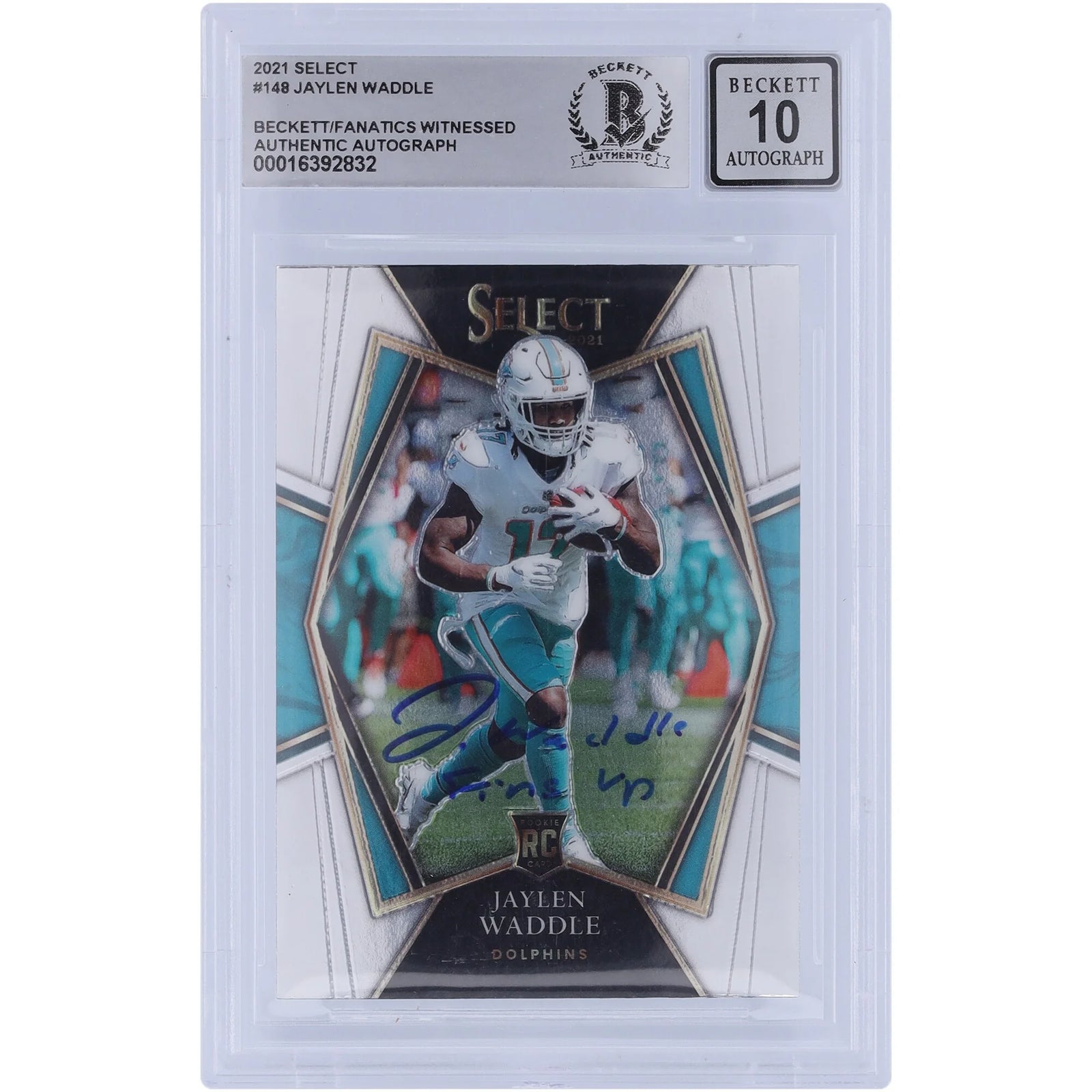 Jaylen Waddle Signed 2021 Panini Select Premier Level #148 Rookie Card | Beckett 10