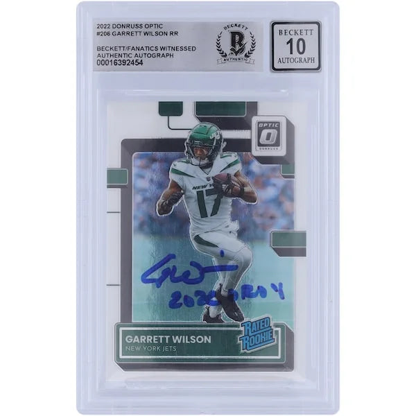 Garrett Wilson Signed 2022 Panini Donruss Optic Rookie #206 Card | Beckett 10