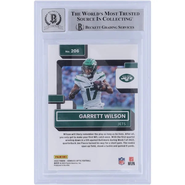 Garrett Wilson Signed 2022 Panini Donruss Optic Rookie #206 Card | Beckett 10