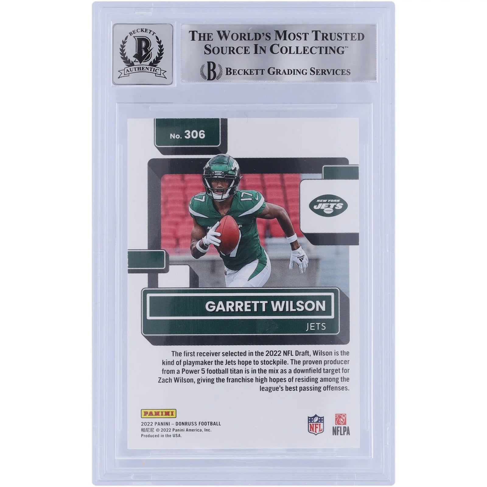 Garrett Wilson Signed 2022 Panini Donruss Rated Rookie #306 | 2022 OROY Inscription
