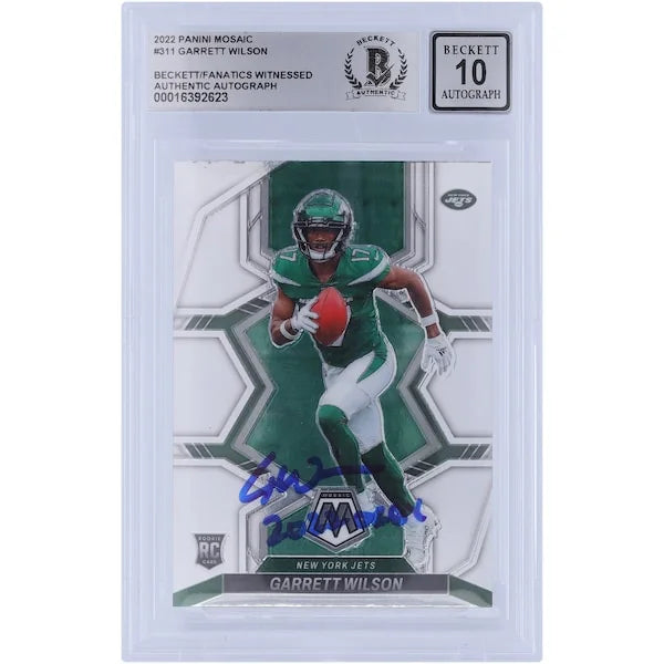 Garrett Wilson Signed 2022 Panini Mosaic #311 Rookie Card | Beckett 10