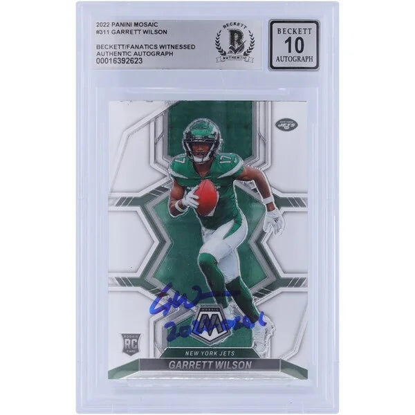Garrett Wilson Signed 2022 Panini Mosaic #311 Rookie Card | Beckett 10