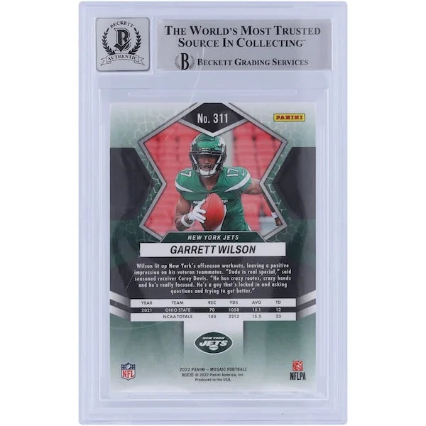 Garrett Wilson Signed 2022 Panini Mosaic #311 Rookie Card | Beckett 10