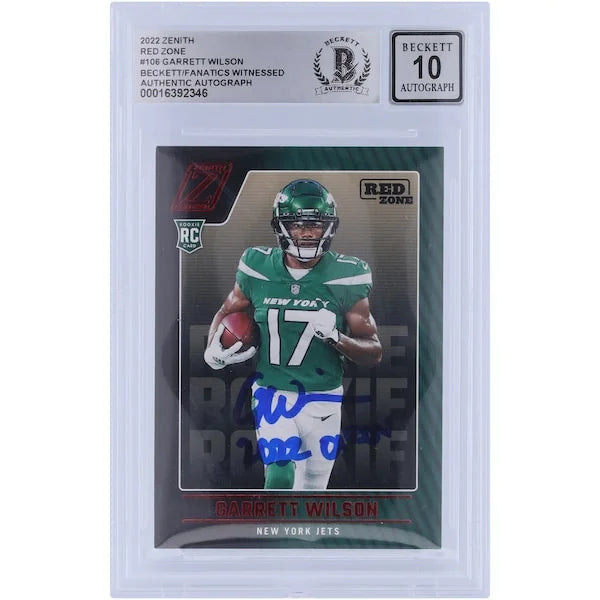 Garrett Wilson Signed 2022 Panini Zenith Red Zone #106 Rookie Card | Graded 10 with 2022 O