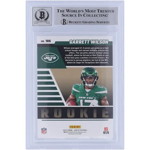 Garrett Wilson Signed 2022 Panini Zenith Red Zone #106 Rookie Card | Graded 10 with 2022 O