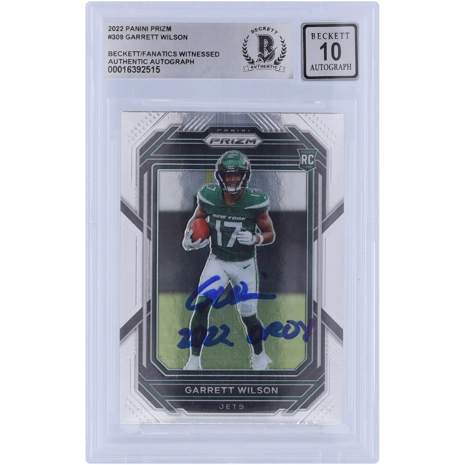 Garrett Wilson Signed 2022 Panini Prizm #309 Rookie Card | OROY Inscription