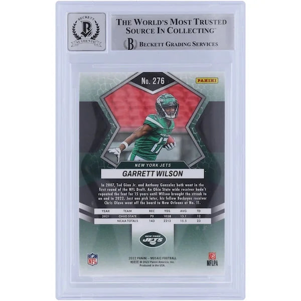 Garrett Wilson Signed 2022 Panini Mosaic NFL Debut #276 Rookie Card | Beckett Graded 10