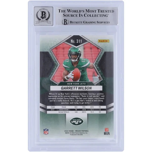 Garrett Wilson Signed 2022 Panini Mosaic #311 Rookie Card | Graded 10