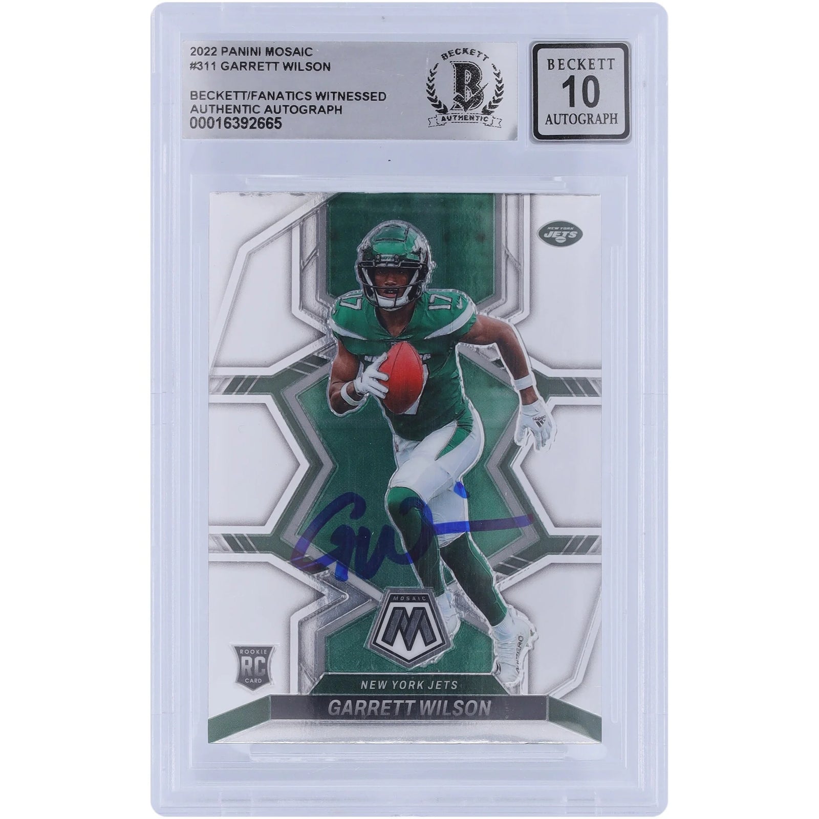 Garrett Wilson Signed 2022 Panini Mosaic #311 Rookie Card | Graded 10