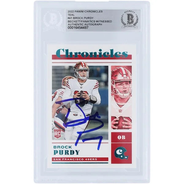 Brock Purdy Signed 2022 Panini Chronicles Teal #41 Rookie Card | Beckett Authenticated