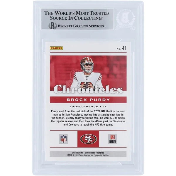 Brock Purdy Signed 2022 Panini Chronicles Teal #41 Rookie Card | Beckett Authenticated