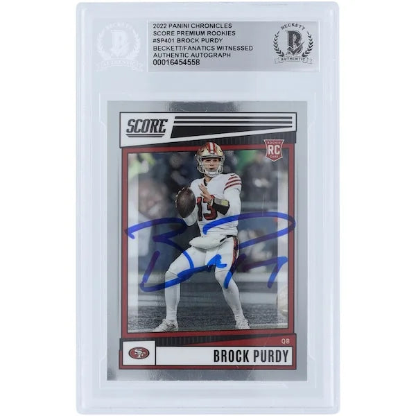 Brock Purdy Signed 2022 Panini Chronicles Score Premium Rookies #SP-401 | Beckett Authenti