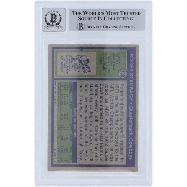 Roger Staubach Signed 1972 Topps #200 Rookie Card | Beckett Authenticated