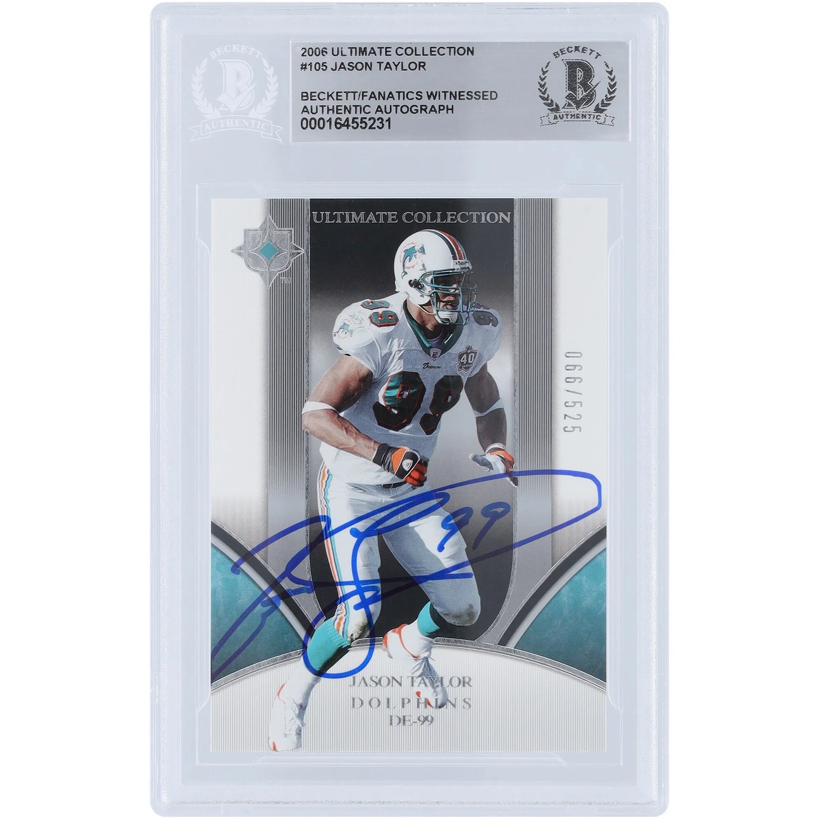 Jason Taylor Signed 2006 Upper Deck Ultimate Collection Card #105 | Limited #/525