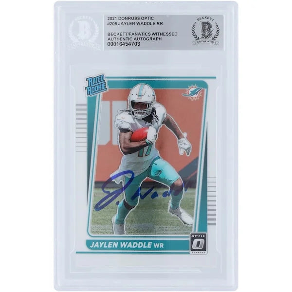 Jaylen Waddle Signed 2021 Panini Donruss Optic Rated Rookie #208 | Beckett Authenticated