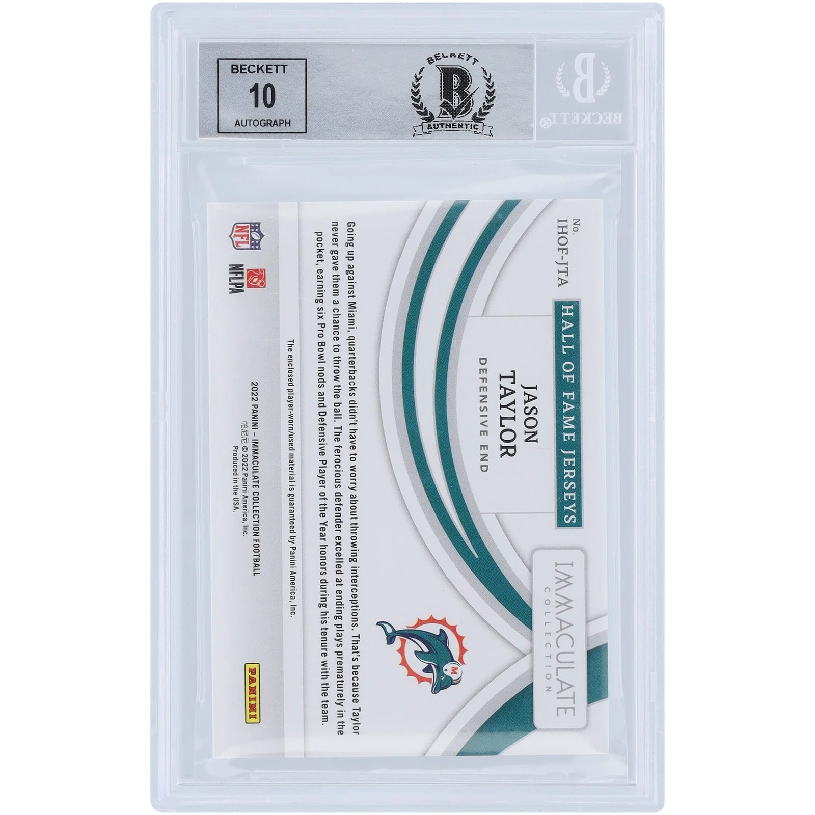 Jason Taylor Signed 2022 Panini Immaculate HOF Jerseys Relic Card | #/49