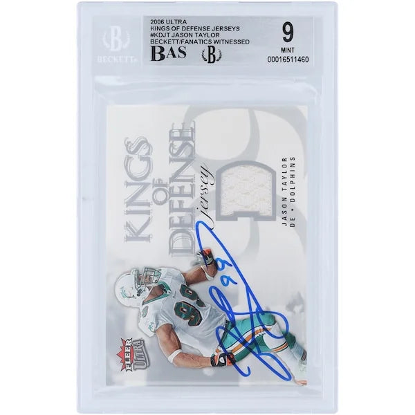 Jason Taylor Signed 2006 Fleer Ultra King of Defense Relic Card | Beckett Authenticated 9