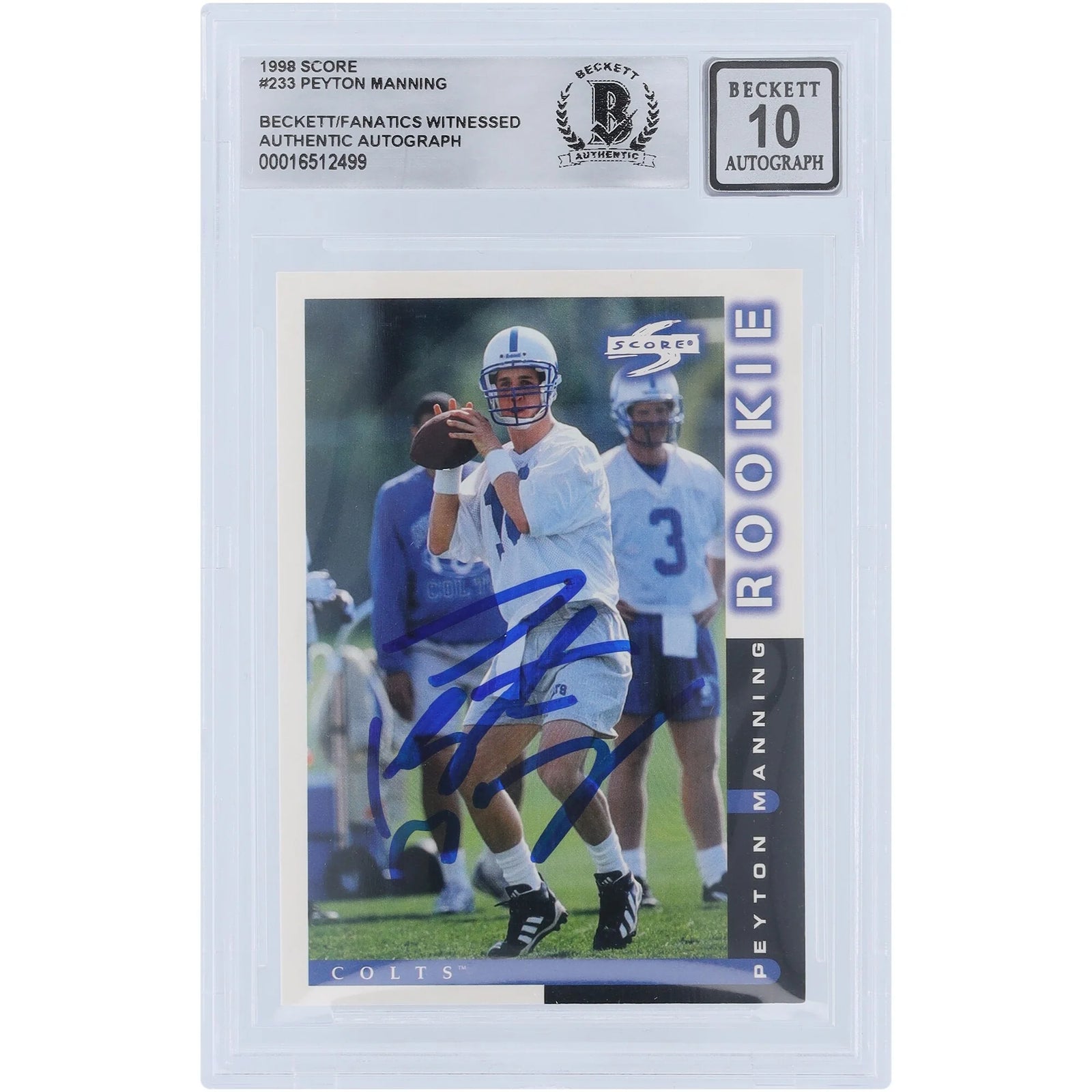Peyton Manning Signed 1998 Score #233 Rookie Card | Graded 10