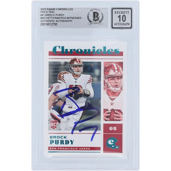 Brock Purdy Signed 2022 Panini Chronicles #41 Rookie Card | Beckett 10