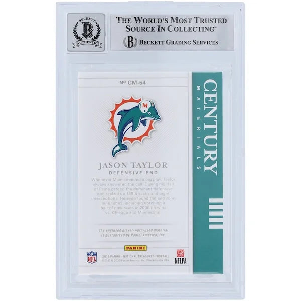 Jason Taylor Signed 2019 Panini National Treasures Card | HOF 17 Inscription