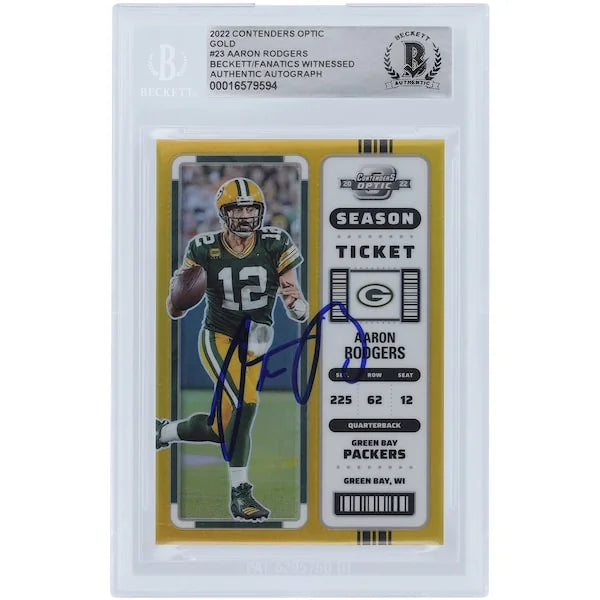 Aaron Rodgers Signed 2022 Panini Contenders Optic Gold Prizm #23 | 2/10 Beckett Authentica