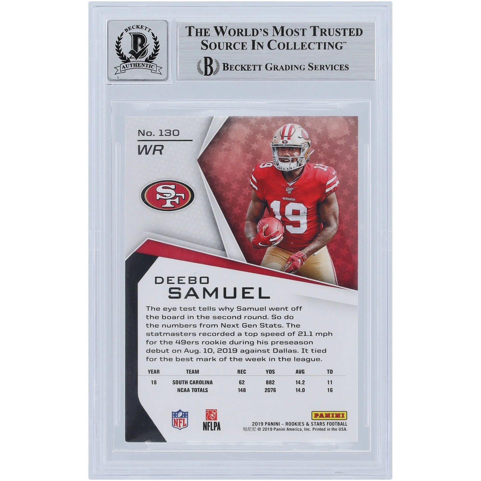 Deebo Samuel Signed 2019 Panini Rookies & Stars #130 | Graded 9 Rookie Card