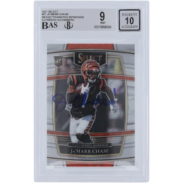 Ja'Marr Chase Signed 2021 Panini Select Concourse #47 Rookie Card | Beckett 9