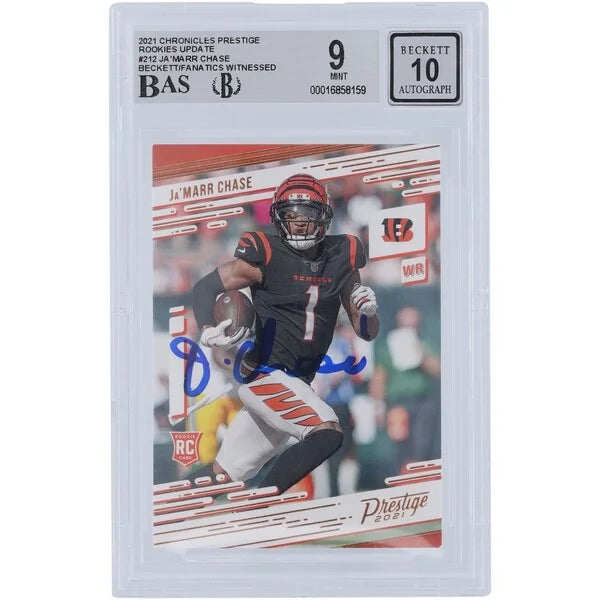 Ja'Marr Chase Signed 2021 Panini Prestige #212 Rookie Card | Beckett 9