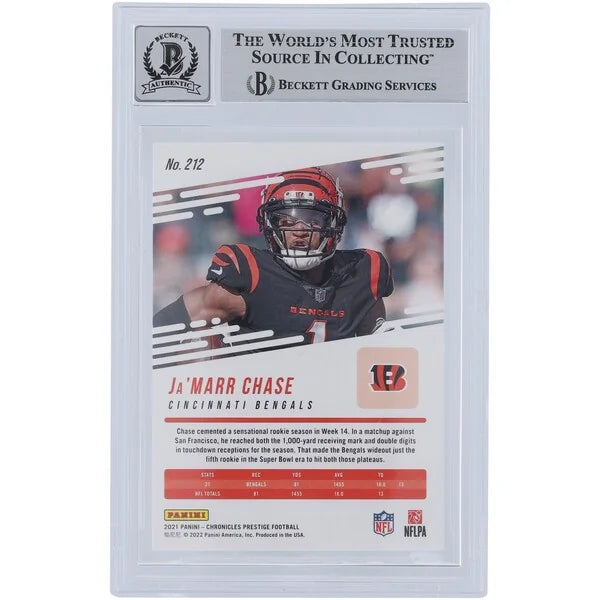 Ja'Marr Chase Signed 2021 Panini Prestige #212 Rookie Card | Beckett 9