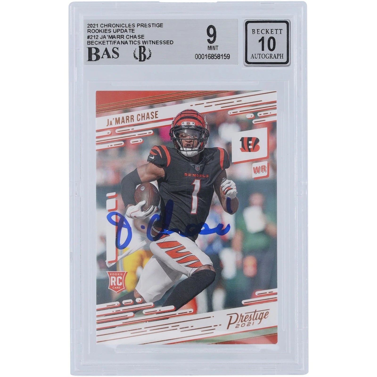 Ja'Marr Chase Signed 2021 Panini Prestige #212 Rookie Card | Beckett 9