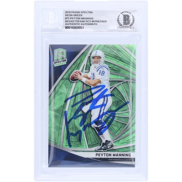 Peyton Manning Signed 2019 Panini Spectra Neon Green #73 Card | Graded 10