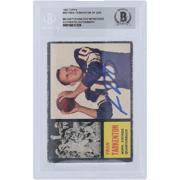 Fran Tarkenton Signed 1962 Topps #90 Rookie Card | Beckett Authenticated