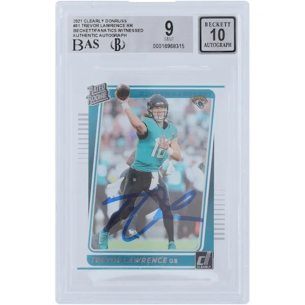 Trevor Lawrence Signed 2021 Panini Clearly Donruss Rookie Card #51 | Beckett Graded 9