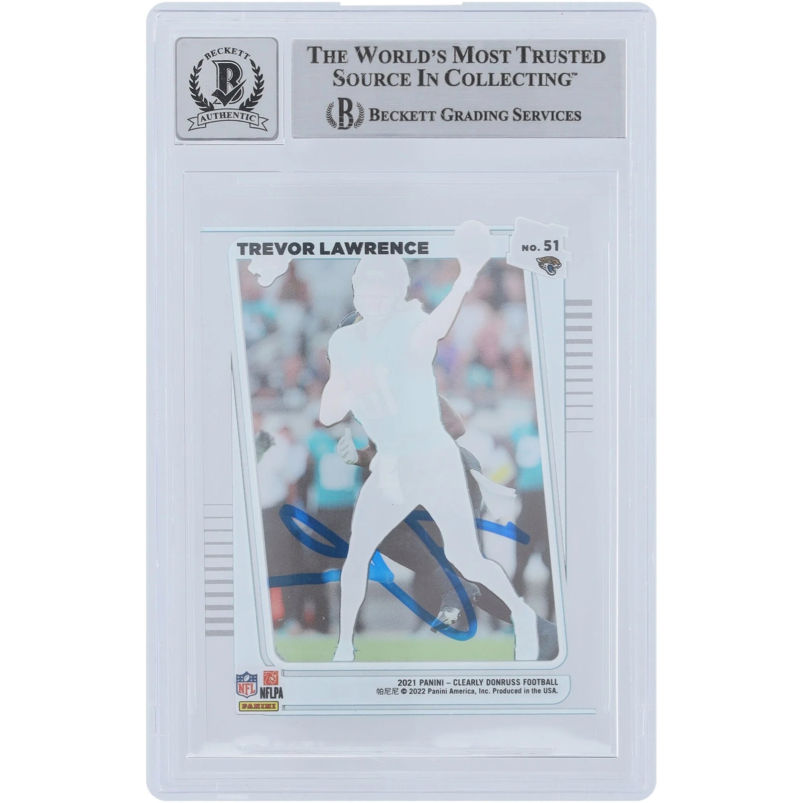 Trevor Lawrence Signed 2021 Panini Clearly Donruss Rookie Card #51 | Beckett Graded 9