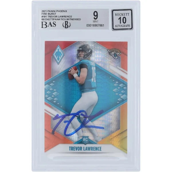 Trevor Lawrence Signed 2021 Panini Phoenix Fire Burst Rookie #101 Card | Beckett Graded 9