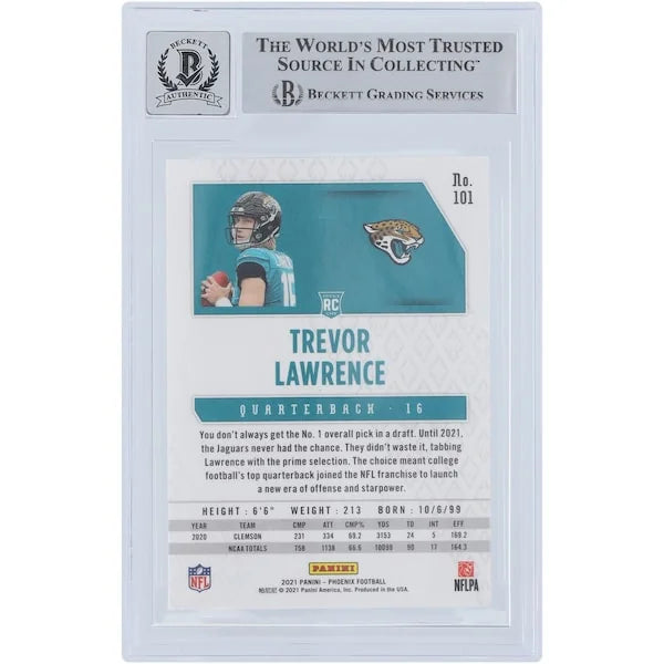 Trevor Lawrence Signed 2021 Panini Phoenix Fire Burst Rookie #101 Card | Beckett Graded 9