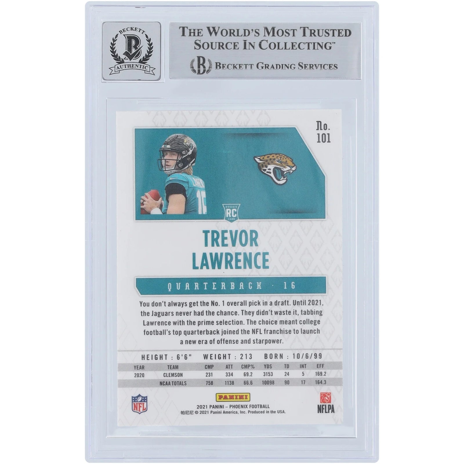 Trevor Lawrence Signed 2021 Panini Phoenix Fire Burst Rookie #101 Card | Beckett Graded 9