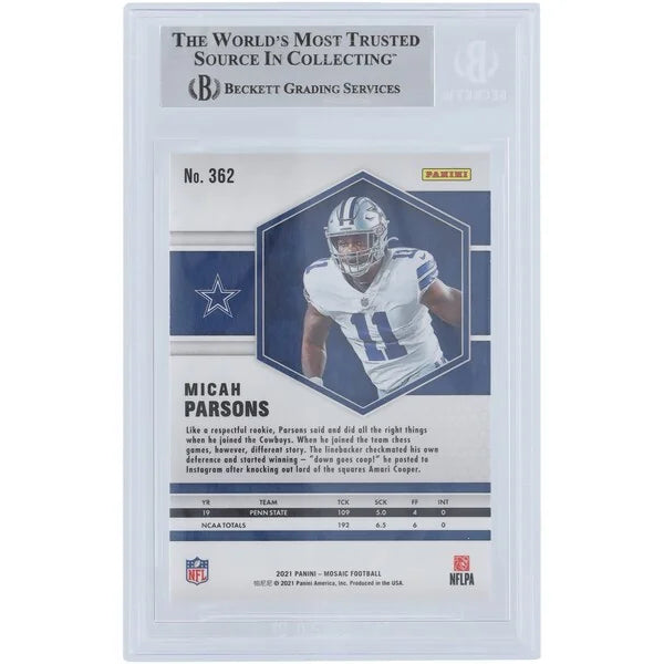 Micah Parsons Signed 2021 Panini Mosaic #362 Rookie Card | Beckett Authenticated