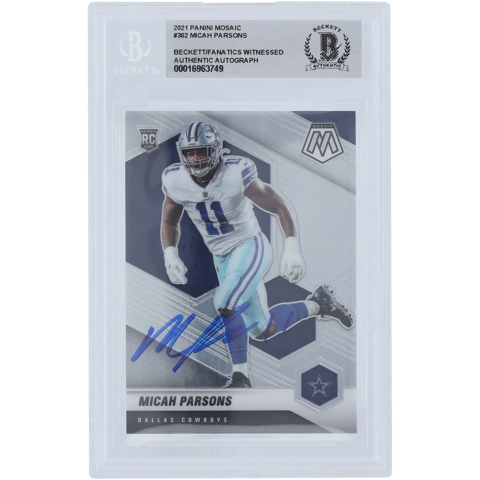 Micah Parsons Signed 2021 Panini Mosaic #362 Rookie Card | Beckett Authenticated