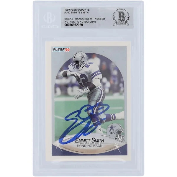 Emmitt Smith Signed 1990 Fleer Update #U-40 Rookie Card | Beckett Authenticated