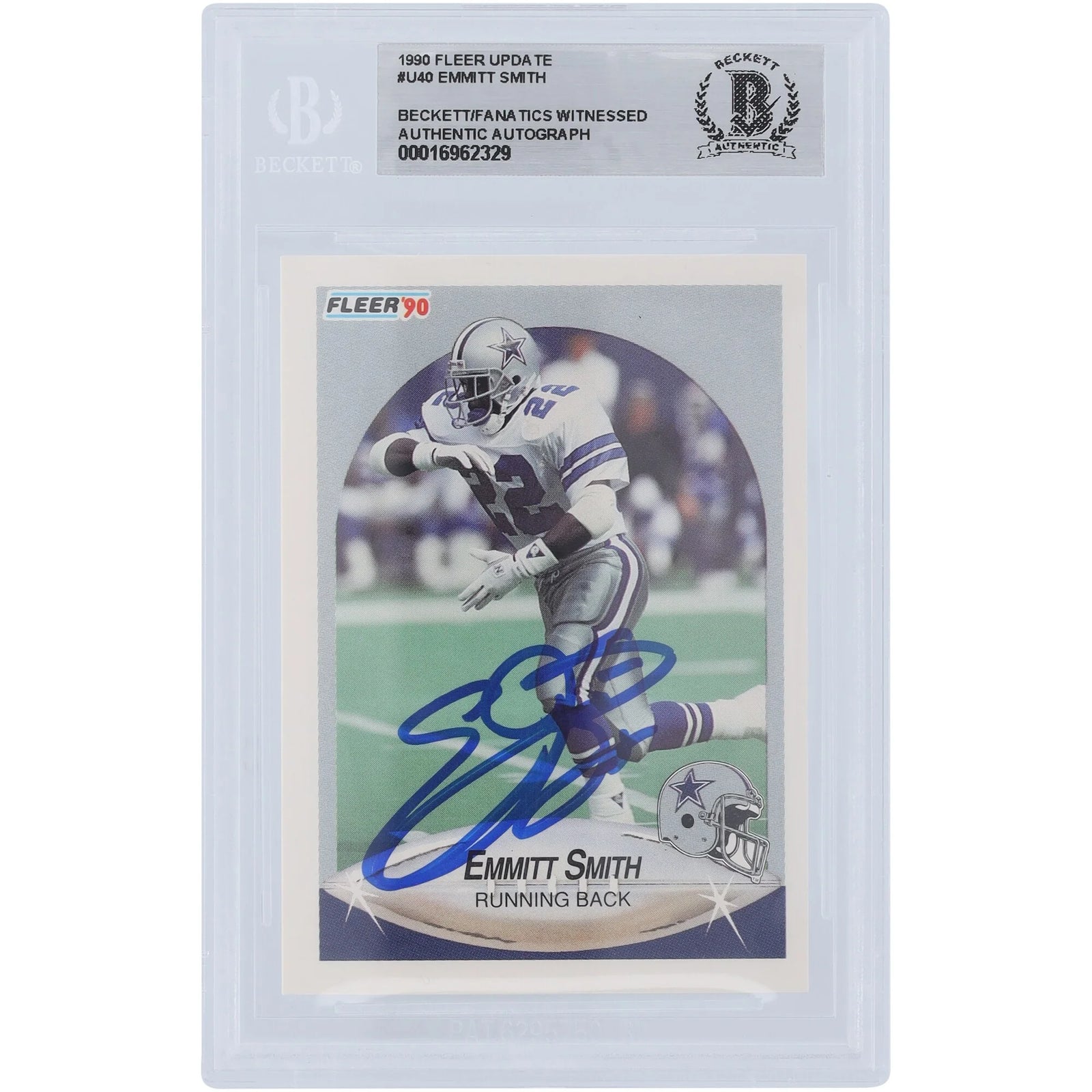 Emmitt Smith Signed 1990 Fleer Update #U-40 Rookie Card | Beckett Authenticated