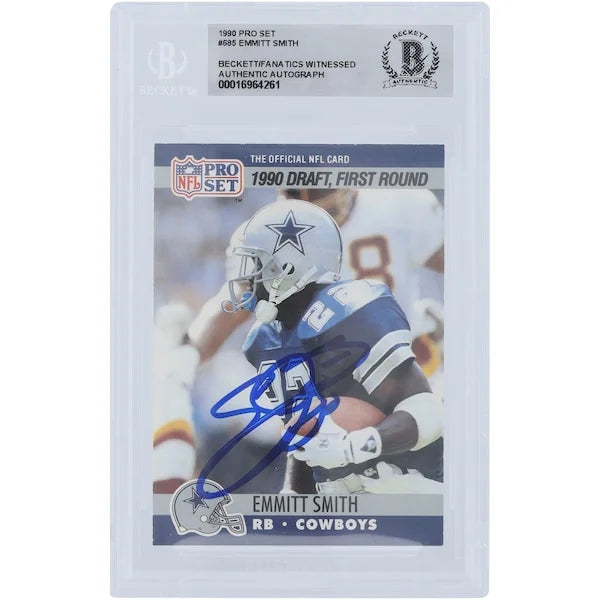 Emmitt Smith Dallas Cowboys Autographed 1990 Pro Set #685 Beckett Fanatics Witnessed Authenticated Rookie Card - F2