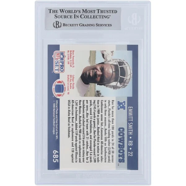 Emmitt Smith Dallas Cowboys Autographed 1990 Pro Set #685 Beckett Fanatics Witnessed Authenticated Rookie Card - F2
